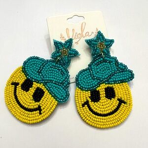 Viola Beaded Smiley Face Earrings